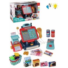 Игровой набор детский супермаркет, Кассовый аппарат, касса с набором продуктов со звуковыми эффектами, игрушечный Магазин 25863E TONGDE