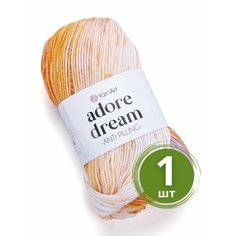 Пряжа YarnArt Adore Dream (Адоре Дрим) - 1 моток 1053 Оранжевый / персик / сирень, 100% акрил антипиллинг, 100 г 280 м