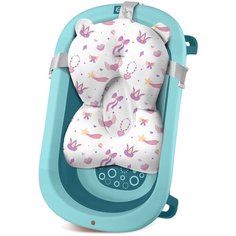 Комплект для купания новорожденных LaLa-Kids, матрасик-горка для купания, ванночка лазурно-персиковый