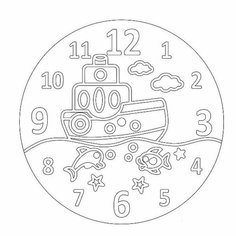 РП939 Песочный трафарет часы кораблик ( 3-х слойная основа из оргстекла D-28 см, часовой механизм) Kidstation (КидсСтейшн)