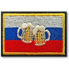 Шеврон рыболовный флаг россии С кружками. С липучкой. Размер 60x40 мм по вышивке. ЦТП «ФЕНИКС»