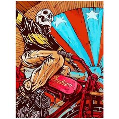 Картина по номерам на холсте Скелет на мотоцикле (Череп, мото, байк) - 8079 В 30x40