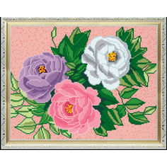 Алмазная мозаика "Символы любви" на подрамнике, 40х50 см, цветы/пионы Flamingo