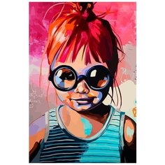 Картина по номерам на холсте Красочная девочка в очках (Стимпанк) - 8064 В 60x40
