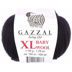 Пряжа Gazzal Baby Wool XL черный (803), 40%шерсть мериноса/20%кашемирПА/40%акрил, 100м, 50г, 1шт