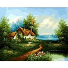 Картина по номерам на холсте 40*50 см "Пряничный домик летом" Нет бренда