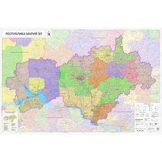 Настенная карта Республики Марий Эл 197 х 122 см, (на самоклеющейся пленке) Нет бренда