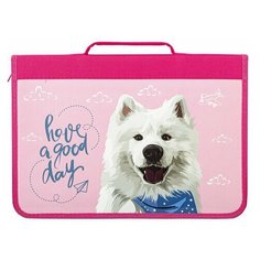 Папка для труда на молнии BRAUBERG А4 с ручкой 1 отделение картон органайзер "Samoyed", 2 шт
