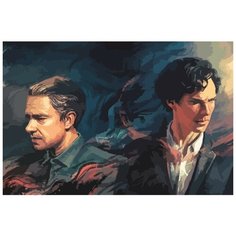 Картина по номерам на холсте Шерлок Sherlock (Бенедикт Камбербетч, Ватсон) - 9024 Г 60x40