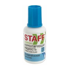 Корректирующая жидкость Staff "Everyday", 20мл, с кисточкой, на водной основе (228642), 12шт.