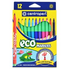 Набор фломастеров 12 цветов Centropen Eco Markers (линия 1-2мм, трехгранные, смываемые) картон (7 2560 1201), 10 уп.