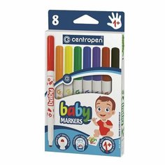 Набор фломастеров 8 цветов Centropen Baby Markers (линия 1-2мм, легкосмываемые) картонная упаковка, 10 уп.