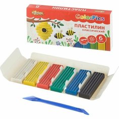 Пластилин 6 цветов №1 School ColorPics, 120г, со стеком