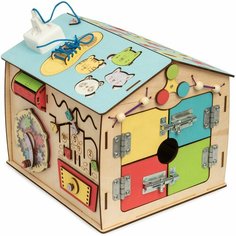 Бизиборд домик для мальчиков и девочек / Большой 40*36*30 см, сортер для малышей; монтессори игрушки Kiddy Bizi