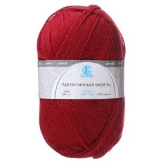 Пряжа "Аргентинская шерсть" 100% импортная п/т шерсть 200м/100гр (091, вишня) Камтекс