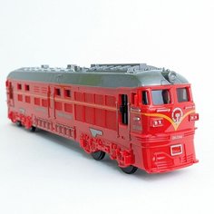 Машинка игрушка тепловоз , инерционный, 1:87 поезд локомотив, 23 см, со светом и звуком, красный Нет бренда