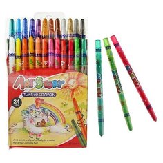 Мелки восковые 24 цвета Crown Art Story, выкручивающийся стержень