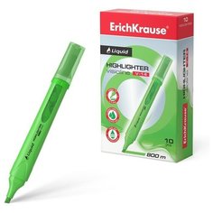 Маркер текстовыделитель ErichKrause Liquid Visioline V-14 Neon, 0.6-4.0 мм, жидкие чернила на водной основе, зелёный