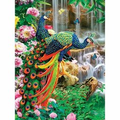 Алмазная мозаика на подрамнике 30x40 с частичным заполнением «Павлины» Школа талантов