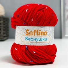 Пряжа 60% акрил, 30% кашемир, 10% шёлк Веснушки 50 гр 80 м цвет 10 красная, 2 шт. Китай