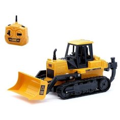 Бульдозер радиоуправляемый Стройка, подвижный ковш, работает от батареек, уценка (помята упаковка) Нет бренда