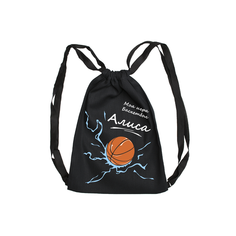 Мешок для обуви "Моя игра баскетбол. Алиса"/ Летний легкий рюкзак LETO, черный с черными лямками Uncle DAD