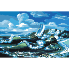 Картина по номерам Парусник на волнах на стену Палитра забав