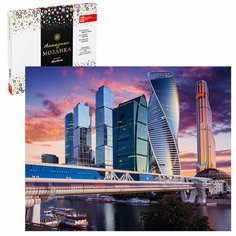 Набор для творчества Алмазная мозаика, москва сити, 40*50 см, 24 цветов страз, картонная коробка с ручкой Феникс