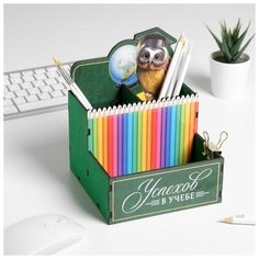 Органайзер для канцелярии "Успехов в учебе", 14,5 х 12,7 х 14 см Нет бренда