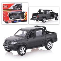 Машина металлическая инерционная UAZ Pickup, матовый черный, 12 см Технопарк