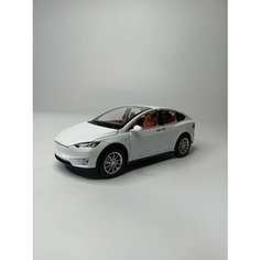 Коллекционная машинка игрушка металлическая Tesla Model 3 для мальчиков масштабная модель 1:24 для детей и взрослых белая Alexplay