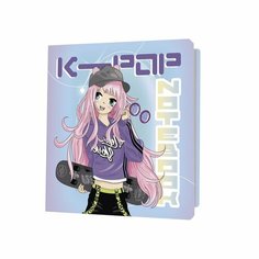 Блокнот контэнт К-Рop. Девочка со скейтом. Голубой фон