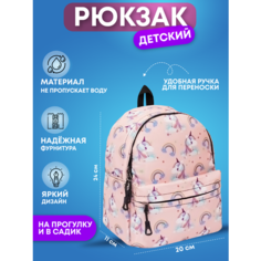 Детский рюкзак с принтами, для девочек и мальчиков, для прогулки и города единорог Bags Art