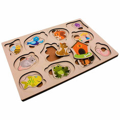 Деревянный Рамка-вкладыш двойная Где чей домик ST0223 Fofa