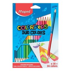 Карандаши двусторонние MAPED (Франция) "ColorPeps Duo" 18 36 цветов трехгранные, 2 шт