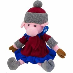 Мягкая игрушка Свинка в шапке, с карманом на молнии Двинз