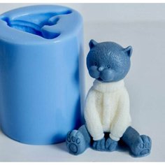 Силиконовая форма для мыла Кот в свитере 3D, для гипса, свечей 1шт 6.5 х 4.5 х 4 см Нет бренда