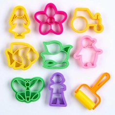 Формочки для лепки, набор 9 шт, валик, цвет микс Мастер