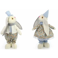 Мягкая игрушка 40см Заяц/Зайчиха в костюме в цветочек Китай