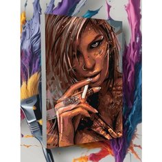 Картина по номерам Девушка 18+ белые волосы Проколотый нос Круто красим