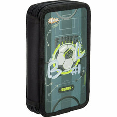 Пенал №1School Football 2 отд, ламинат, выборочный лак, 190x110 мм, ПКК 11, 1716454