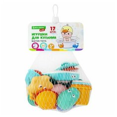 Игрушки для ванной, 17 штук, большой набор, с сетью для хранения, BRAUBERG KIDS, 665187