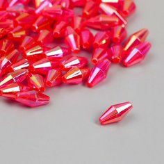 Бусины для творчества пластик "Ромб-кристалл голография фуксия" набор 20 гр 0,6х0,6х1,2 см Арт Узор
