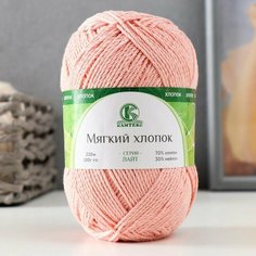 Пряжа "Мягкий хлопок" 70% хлопок, 30% нейлон 220м/100гр (037 персик) Камтекс