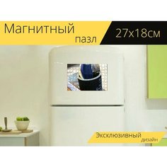 Магнитный пазл "Столовые приборы, бумажные полотенца, карта меню" на холодильник 27 x 18 см. Lots Prints