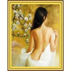 Алмазная мозаика на подрамнике 40*50 "Девушка в саду" Нет бренда