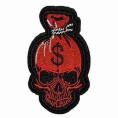 Нашивка, шеврон, патч (patch) на липучке Череп денежный мешок, размер 9,3*5,5 см Rocknrolla