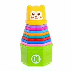 Развивающая игрушка "Пирамидка Мишка" стаканчики с буквами и цифрами, 11 предметов Нет бренда