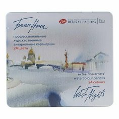 Невская Палитра Набор акварельных карандашей "Белые Ночи", 24 цвета, в жестяном пенале
