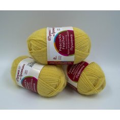 Пряжа из Троицка "Пушинка" , 50% козий пух, 50% мериносовая шерсть; цвет: 118 Подсолнух, 225 м, 50 г х 3 шт. Троицкая камвольная фабрика